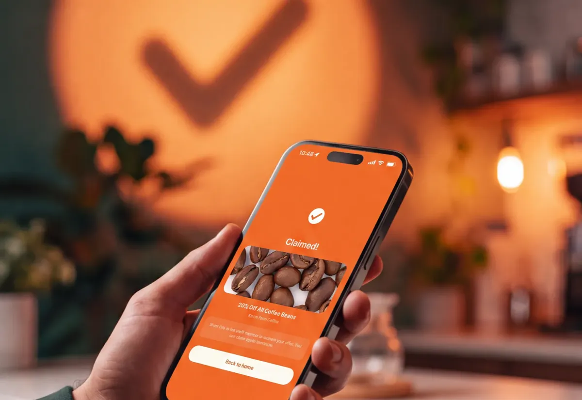 A customer at the counter showing the Tickit Claimed screen on their phone